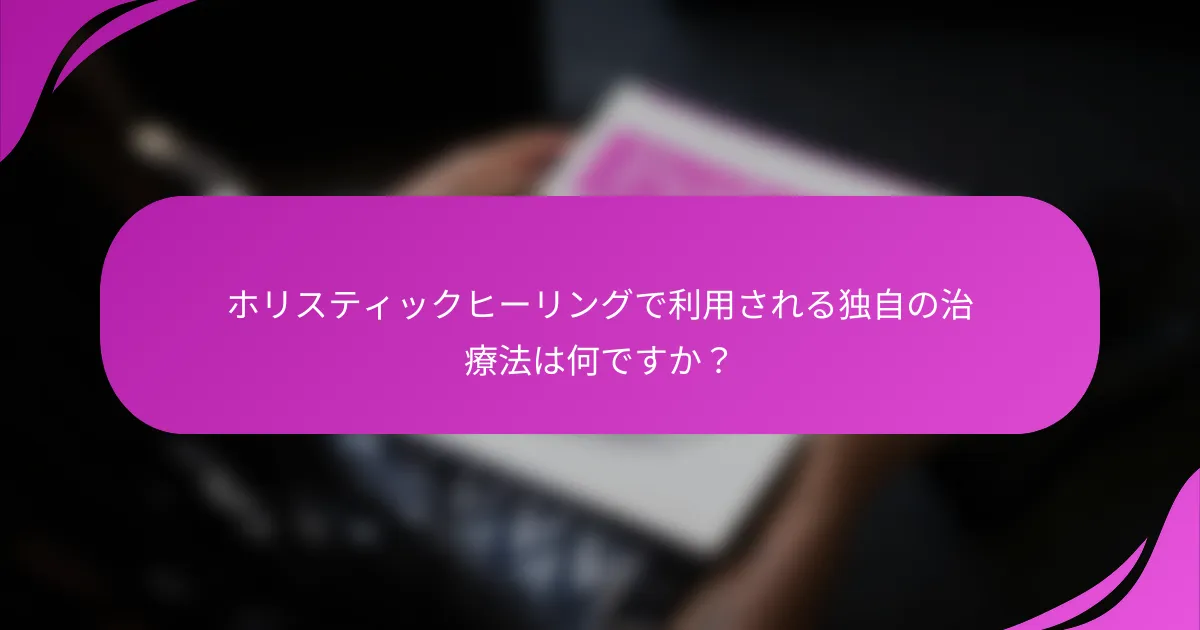 ホリスティックヒーリングで利用される独自の治療法は何ですか？