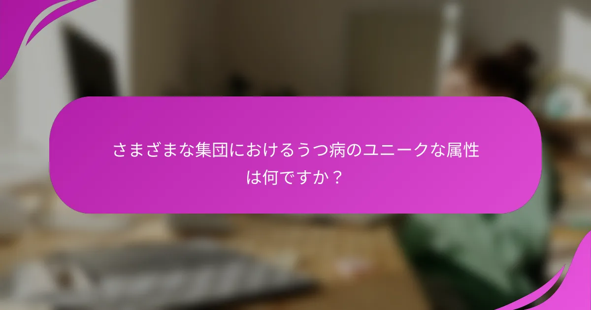 さまざまな集団におけるうつ病のユニークな属性は何ですか？