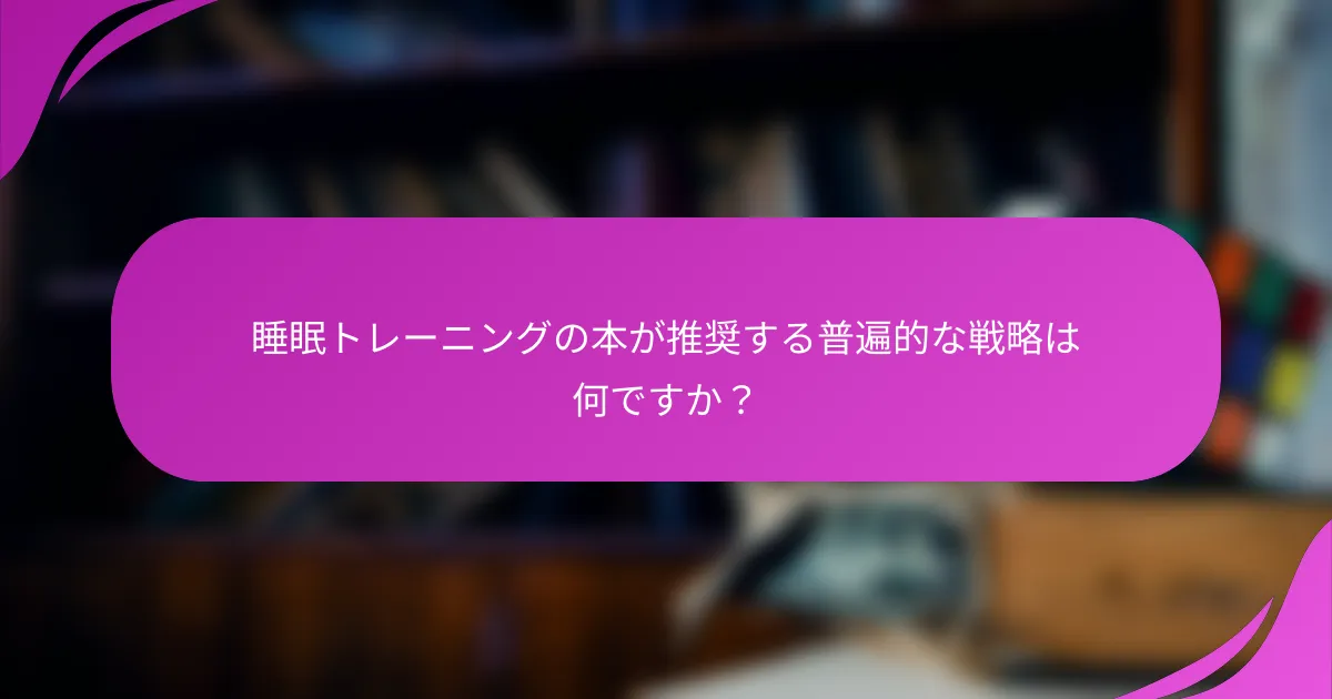 睡眠トレーニングの本が推奨する普遍的な戦略は何ですか？