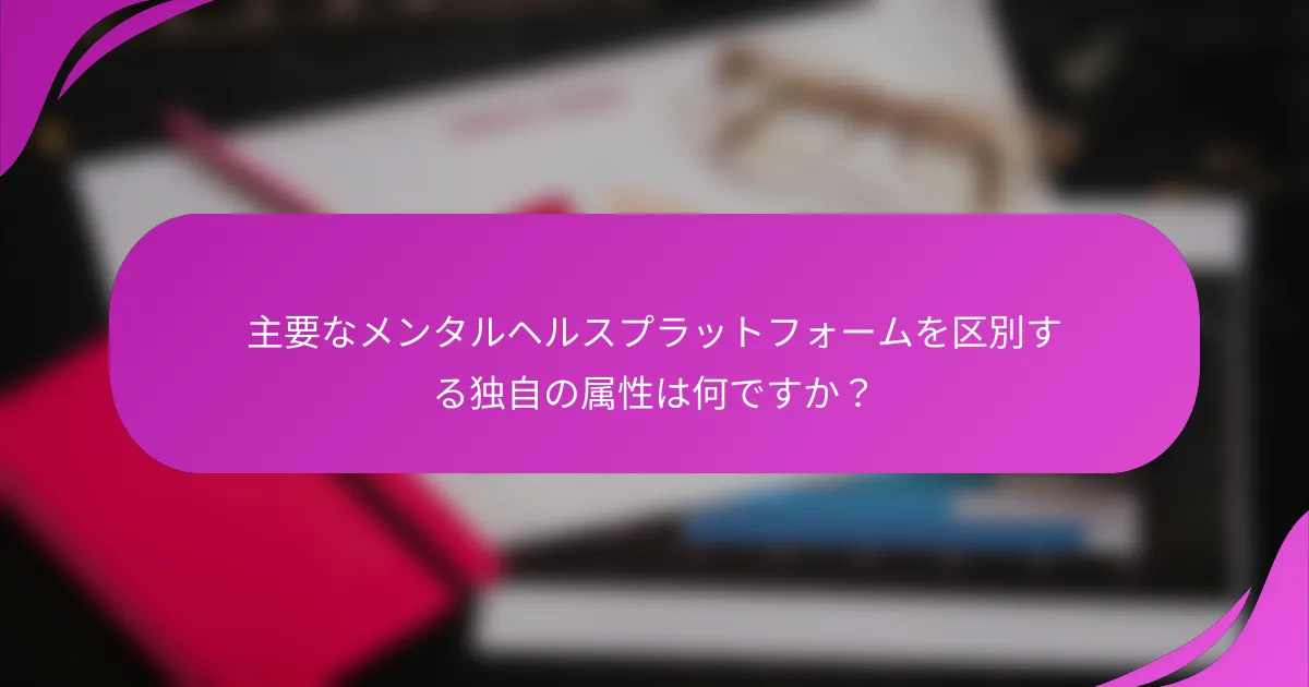 主要なメンタルヘルスプラットフォームを区別する独自の属性は何ですか？