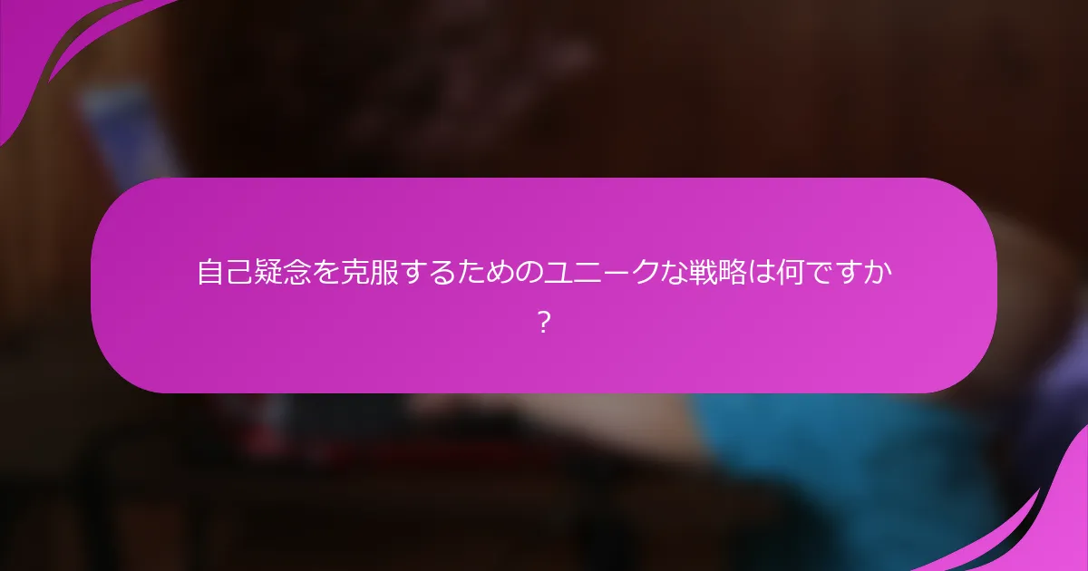 自己疑念を克服するためのユニークな戦略は何ですか？